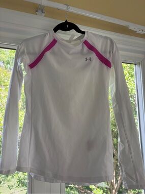 Under Armour White ColdGear Fitted Long Sleeve Performance Top